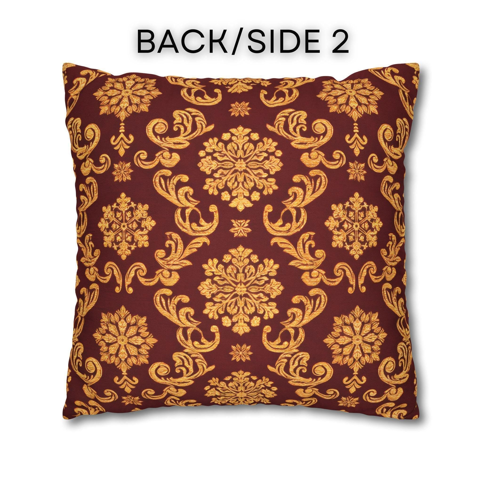 Elegant Golden Snowflake Pillow Cover: Deep Red Regal Holiday Accent