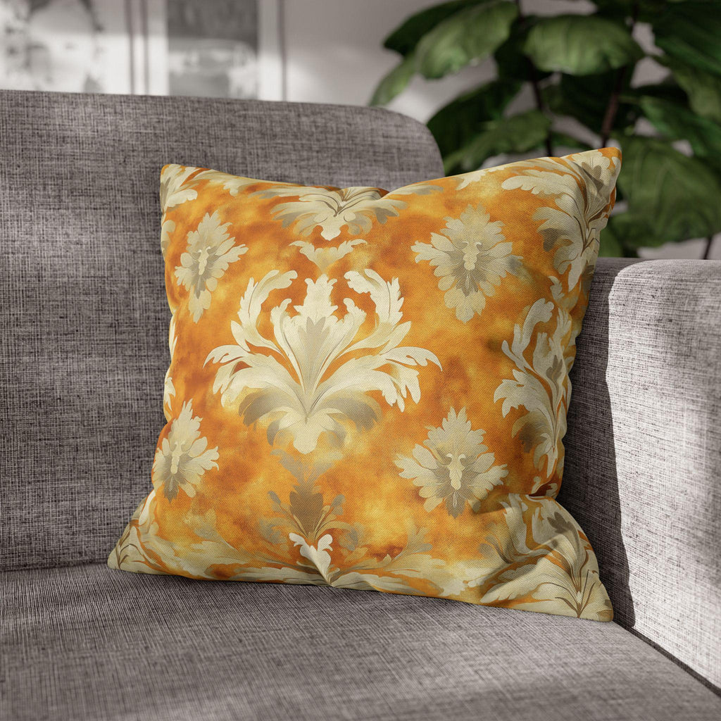 Damask Pillow Cover, Pumpkin Spice Fall Decor, Elegant Accent Pillow