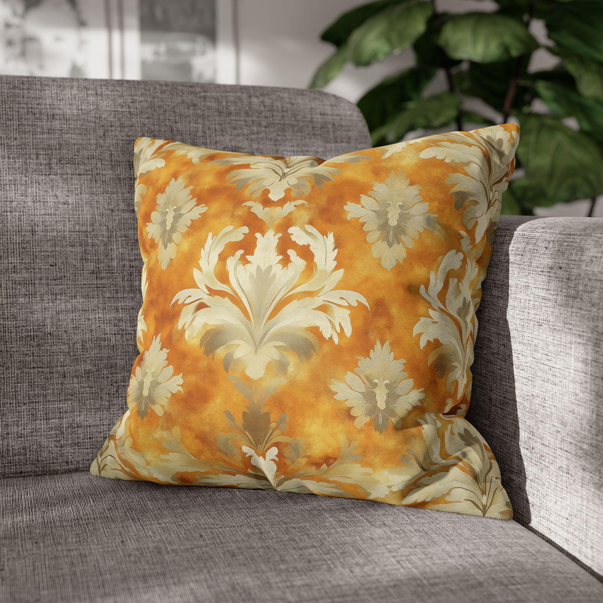 Damask Pillow Cover, Pumpkin Spice Fall Decor, Elegant Accent Pillow