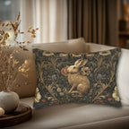 William Morris Inspired Wild Hare Lumbar Pillow: Garden Botanical Woodland Design