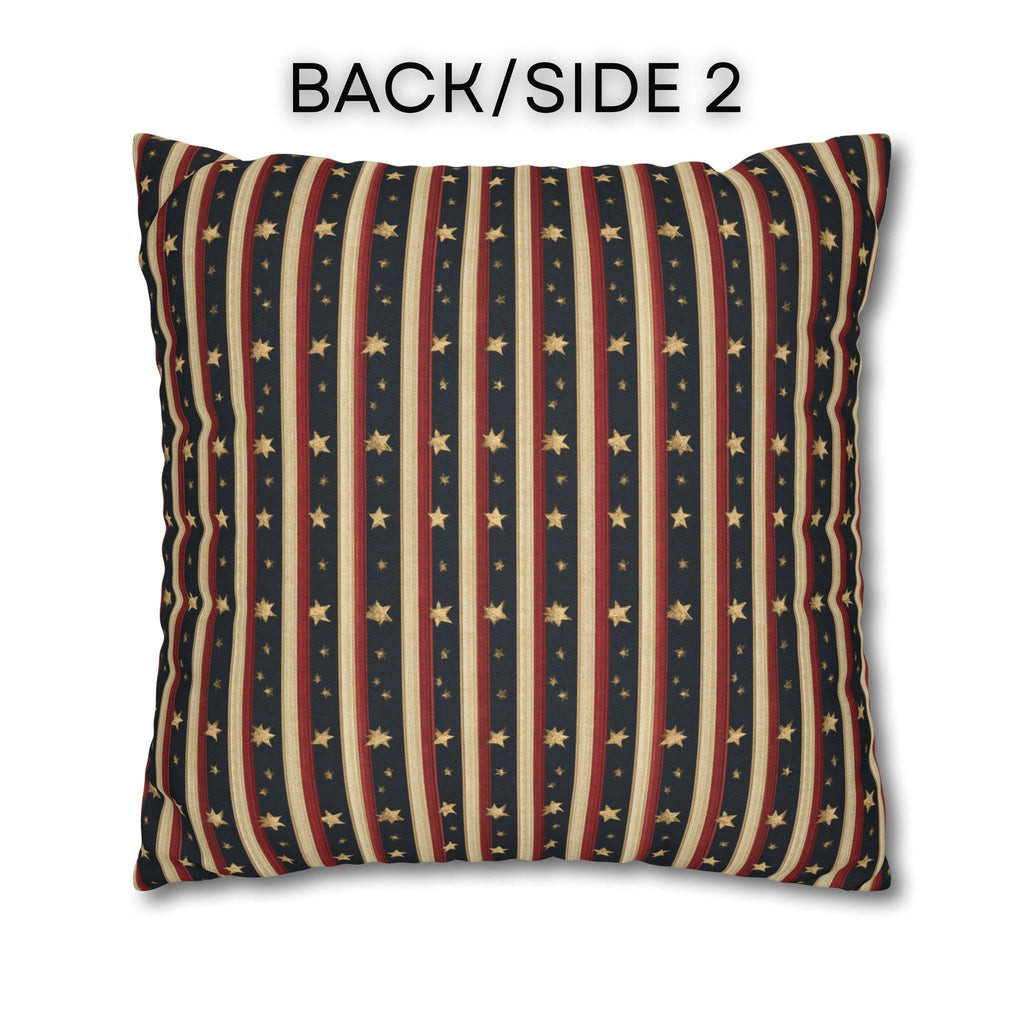 Farmhouse Patriotic Pillow Cover: Primitive Americana Stripe Decor