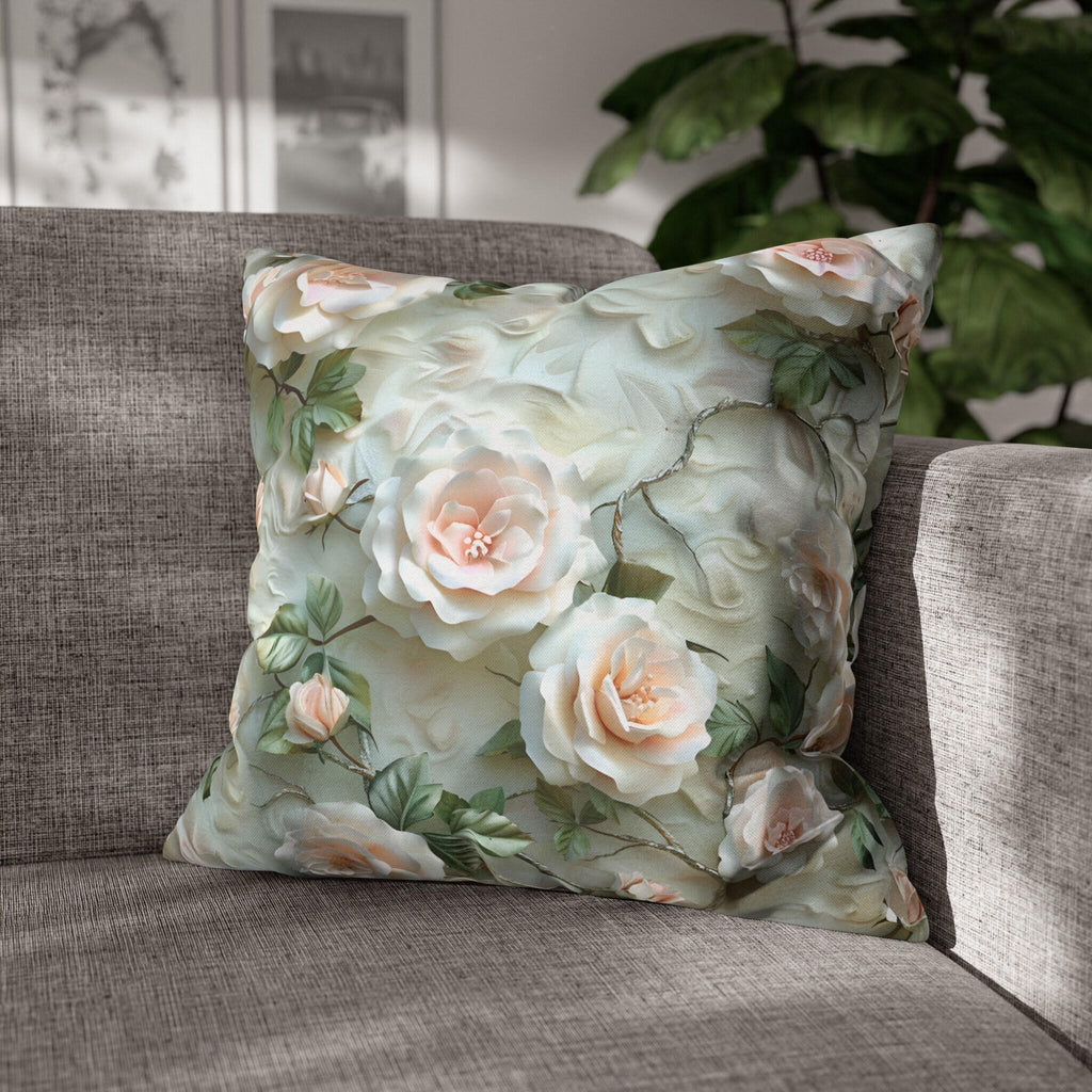 Blush Rose Pillow Cover: Coquette Floral Cushion, Feminine Bedroom Decor