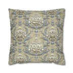 Damask Floral Pillow Cover: Blue & Gold Cushion Case - Classic Decor