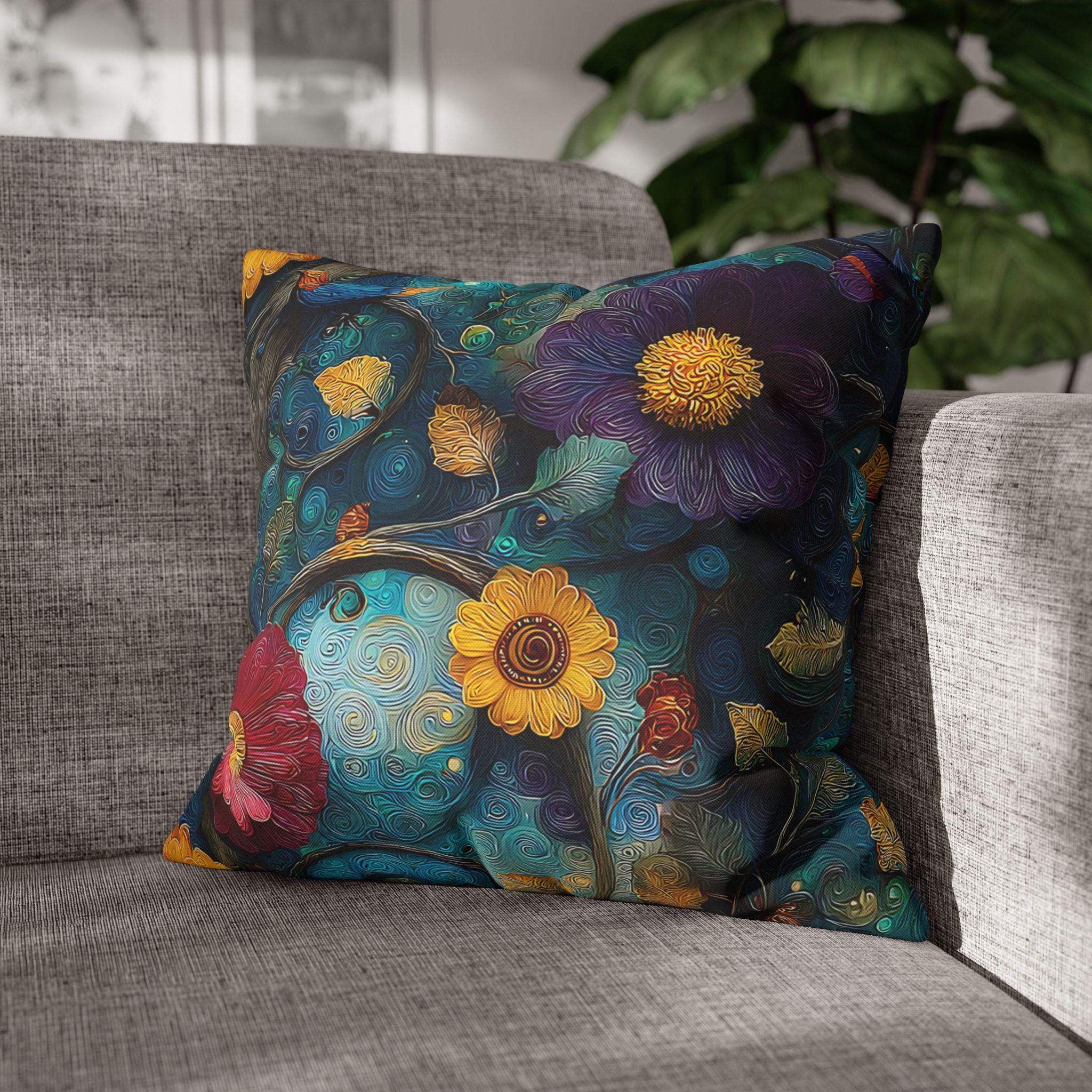 Klimt Botanical Pillow Cover: Jewel Tone Art Nouveau Floral Inspired by Gustav Klimt