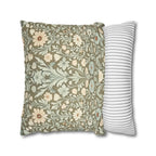 William Morris Inspired Botanical Pillow Cover: Sage, Cream & Peach Floral Pattern Cushion Case