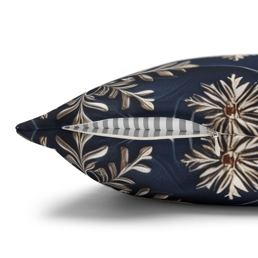 Snowflake Holiday Pillowcase, Silver, Gold  & Blue Christmas Decorative Throw Cushion Cover
