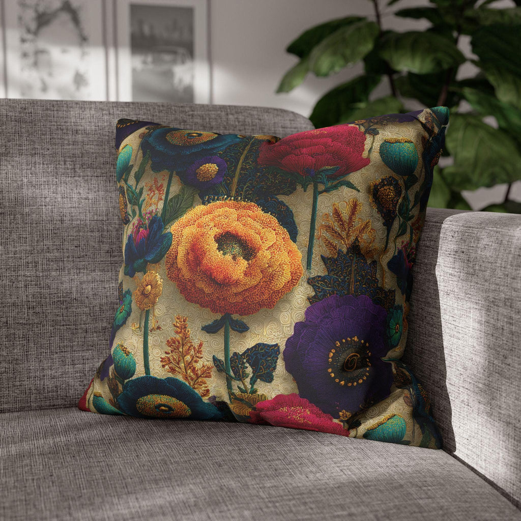 Art Nouveau Pillow Cover: Klimt Inspired Jewel Tone Floral Decor