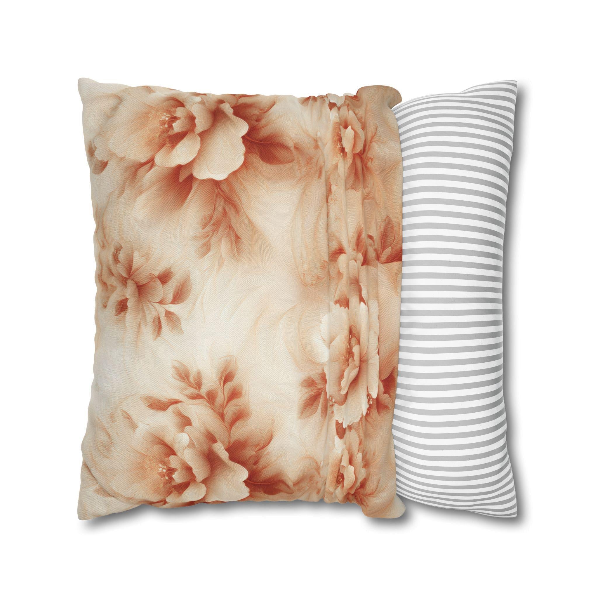 Peach Floral Pillow Cover: Romantic Botanical Home Decor