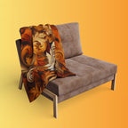 Autumnal Foliage Fleece Blanket: Ornate Swirling Leaves, Cozy Home Decor