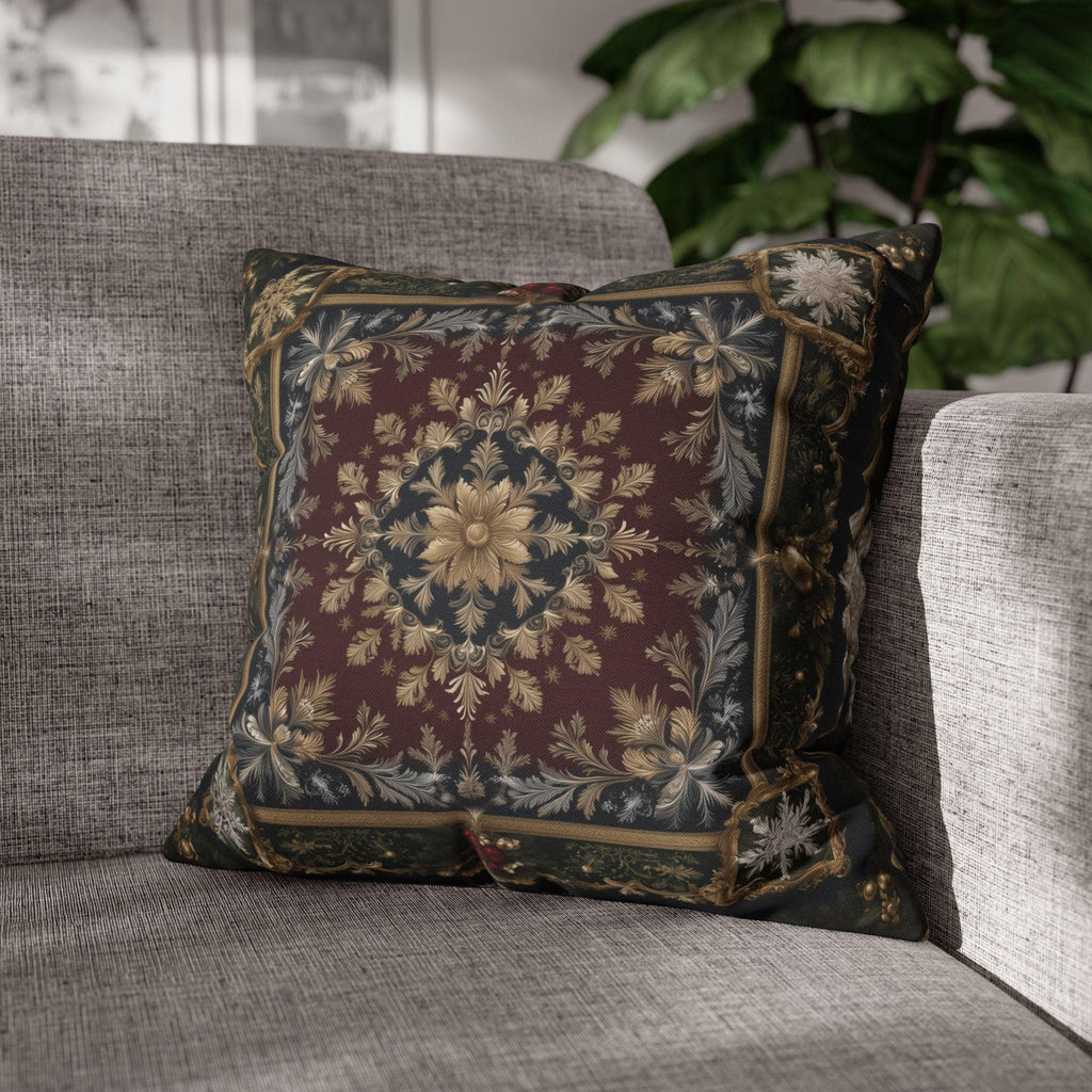 Baroque Christmas Pillow Cover: Burgundy Gold Navy Ornate Winter Damask, Traditional Holiday Decor