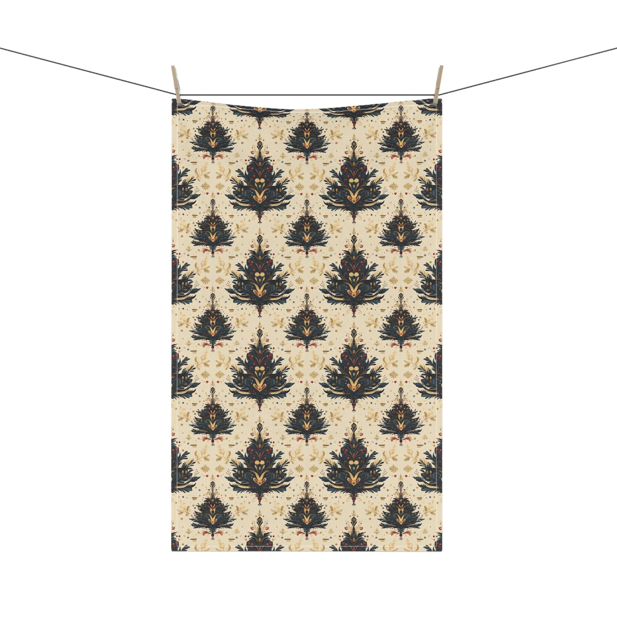 William Morris Holiday Tea Towel: Vintage Style Christmas Tree Pattern  Decor