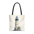 Coastal Lighthouse Tote: Durable Canvas Beach Bag in Blue - Nautical Carryall (S/M/L Available)