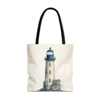 Coastal Lighthouse Tote: Durable Canvas Beach Bag in Blue - Nautical Carryall (S/M/L Available)