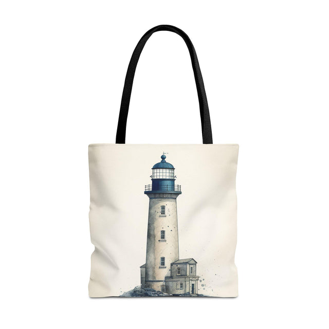 Coastal Lighthouse Tote: Durable Canvas Beach Bag in Blue - Nautical Carryall (S/M/L Available)