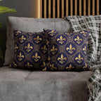 Blue Fleur de Lys Pillow Cover: Royal Gold French Heraldic Pattern