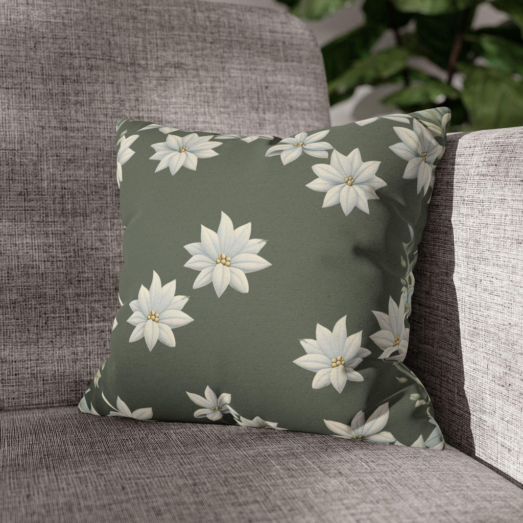 William Morris Inspired Pillow Cover: Botanical White Flowers on Soft Sage