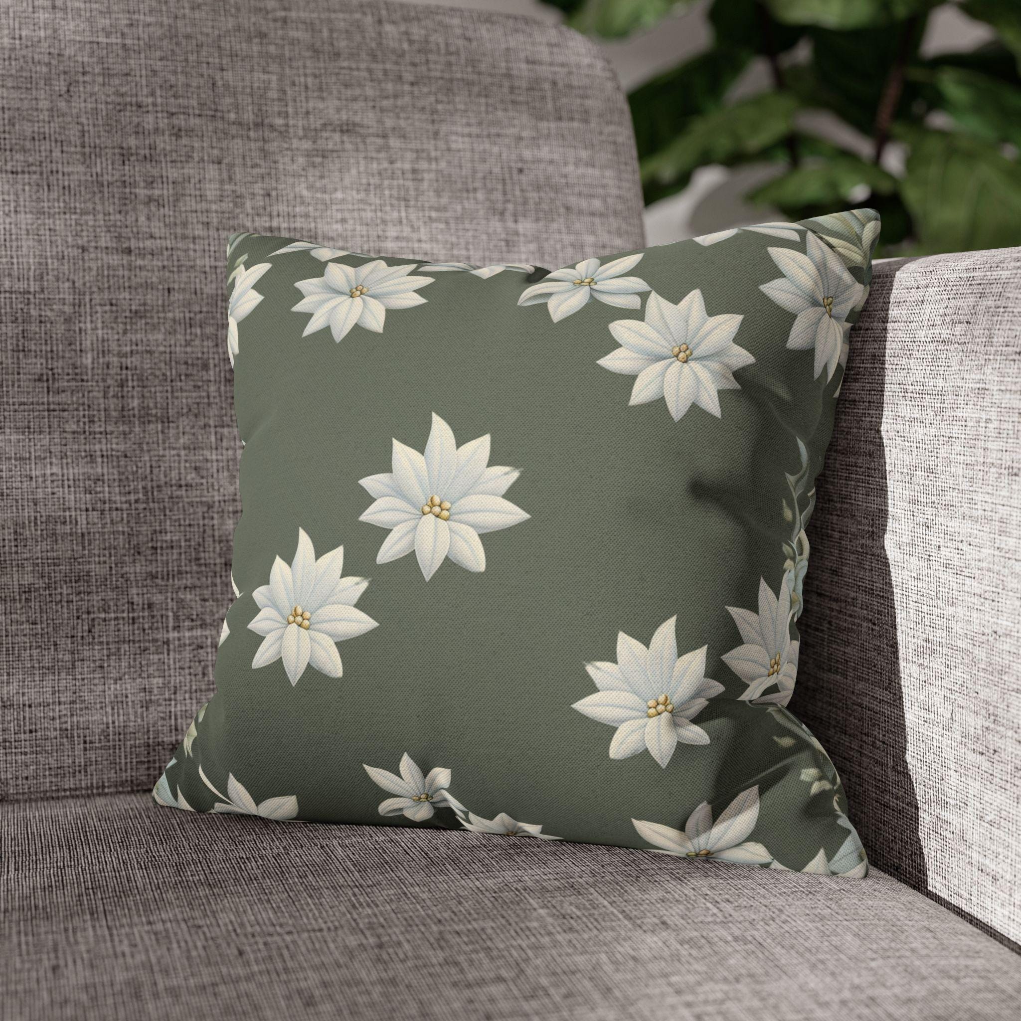 William Morris Inspired Pillow Cover: Botanical White Flowers on Soft Sage