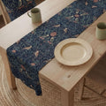 Midnight Songbirds Table Runner: William Morris Birds Pattern Revival