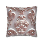 Rococo Pillow Cover: Blush Pink Scrollwork Floral Design