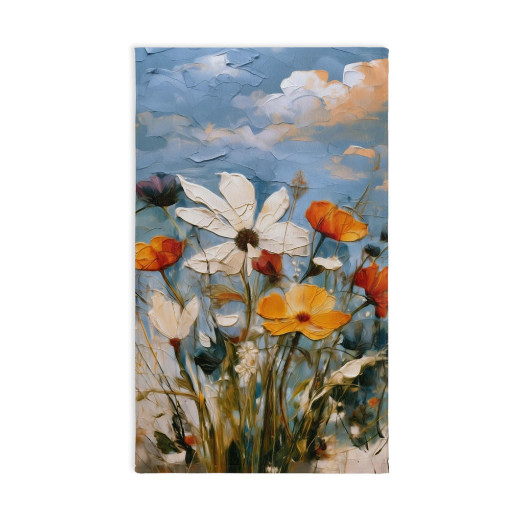 Vintage Inspired Fall Wildflower Hand Towel: Oil Painting Style (16" x 28")
