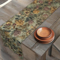 William Morris Inspired Botanical Table Runner: Sage, Wine & Wheat Hue