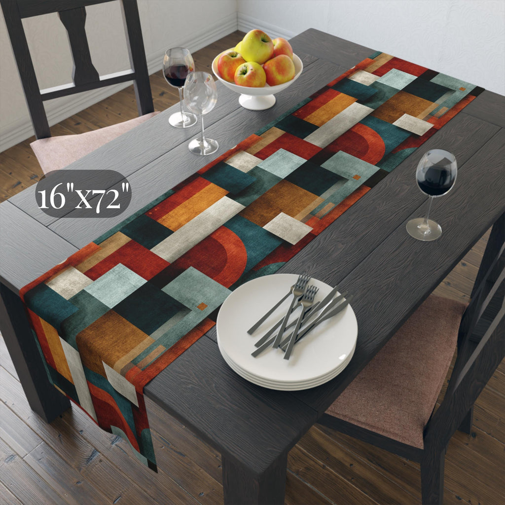 Bauhaus Table Runner: Mid Century Modern Geometric Block Design