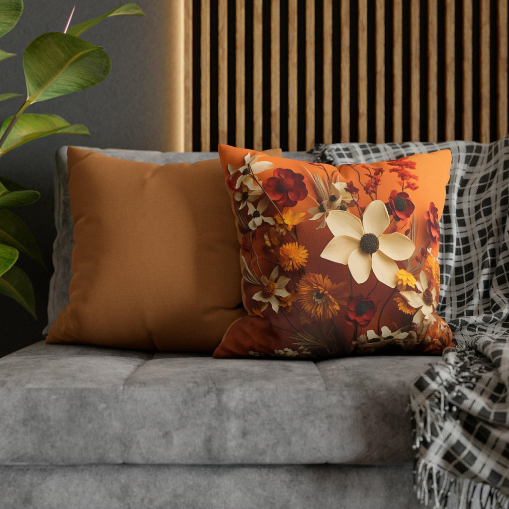 Autumn Wildflower Pumpkin Throw Pillow: Fall Decor, Sofa or Bed