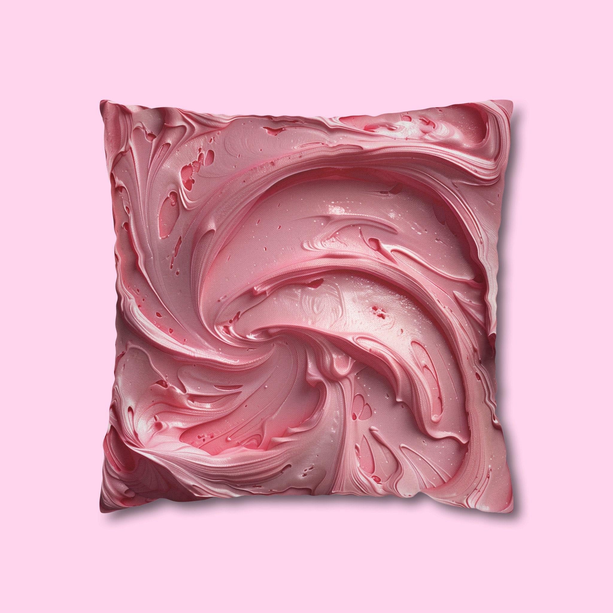 Strawberry Frosting Pillow Cover, Pink Cake Design, Sweet Home Decor