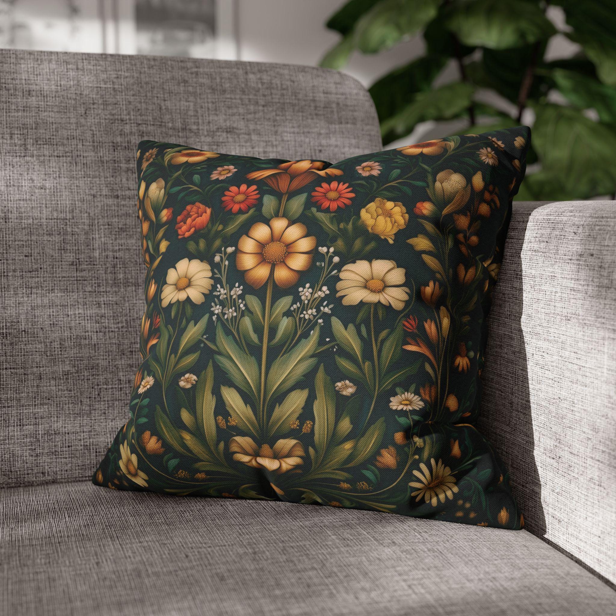 William Morris Throw Pillow Cover - Muted Coral and Leafy Green Florals