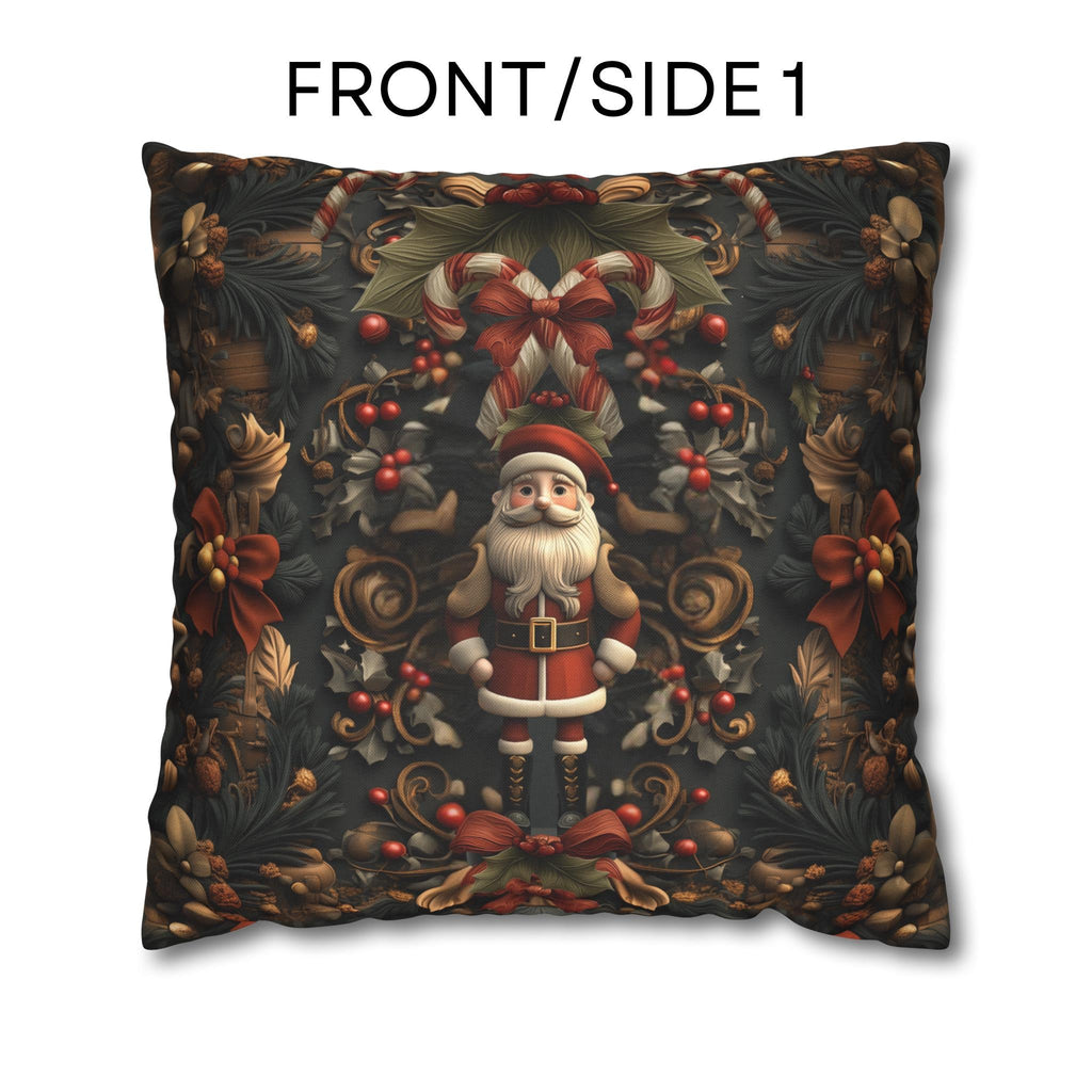 William Morris Inspired Christmas Pillow Cover: Nutcracker Santa Dark Vintage Style Holiday Accent