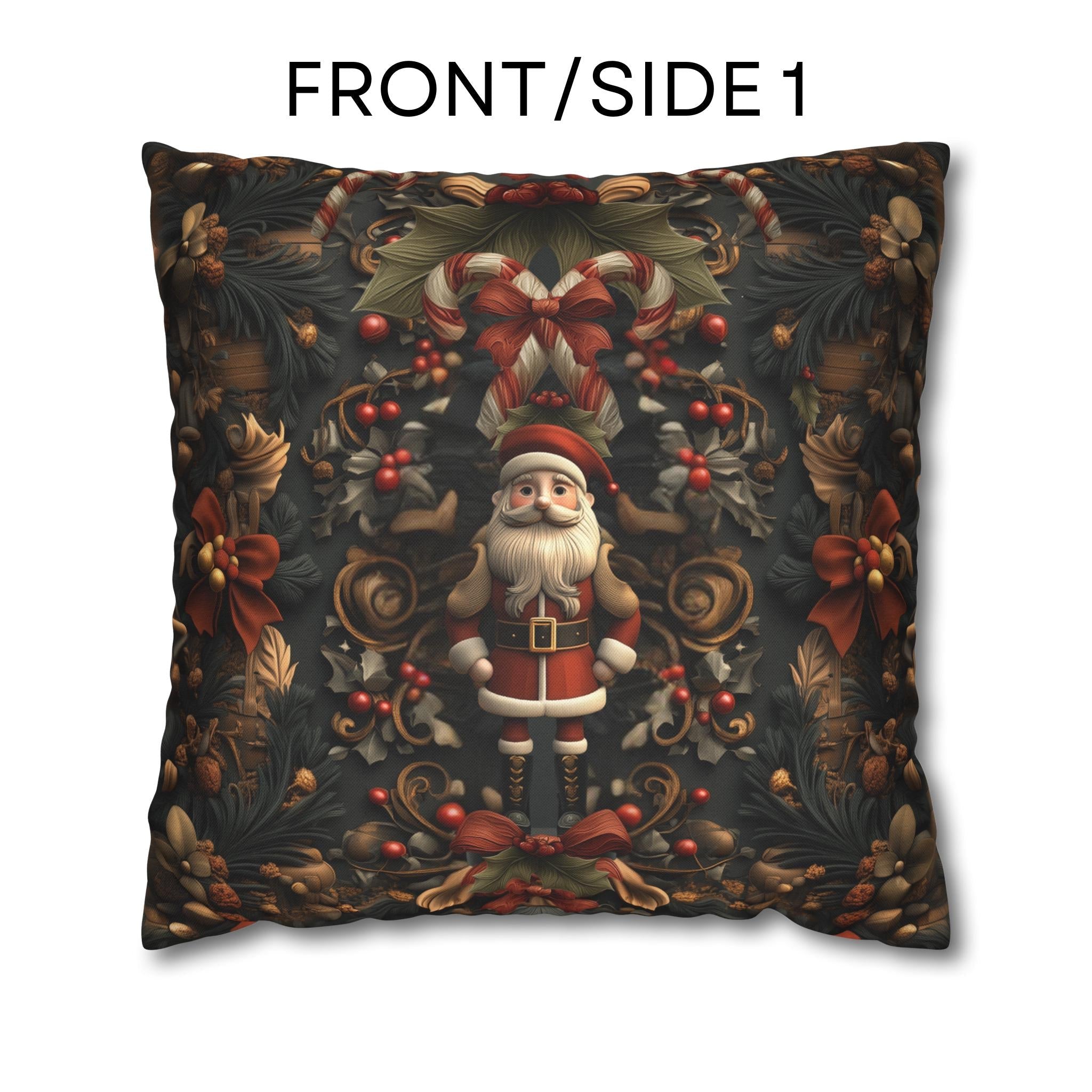 William Morris Inspired Christmas Pillow Cover: Nutcracker Santa Dark Vintage Style Holiday Accent