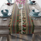 Vintage Inspired Christmas Table Runner: Plaid, Holly, Berry Red (16" x 72"),(16"x90")