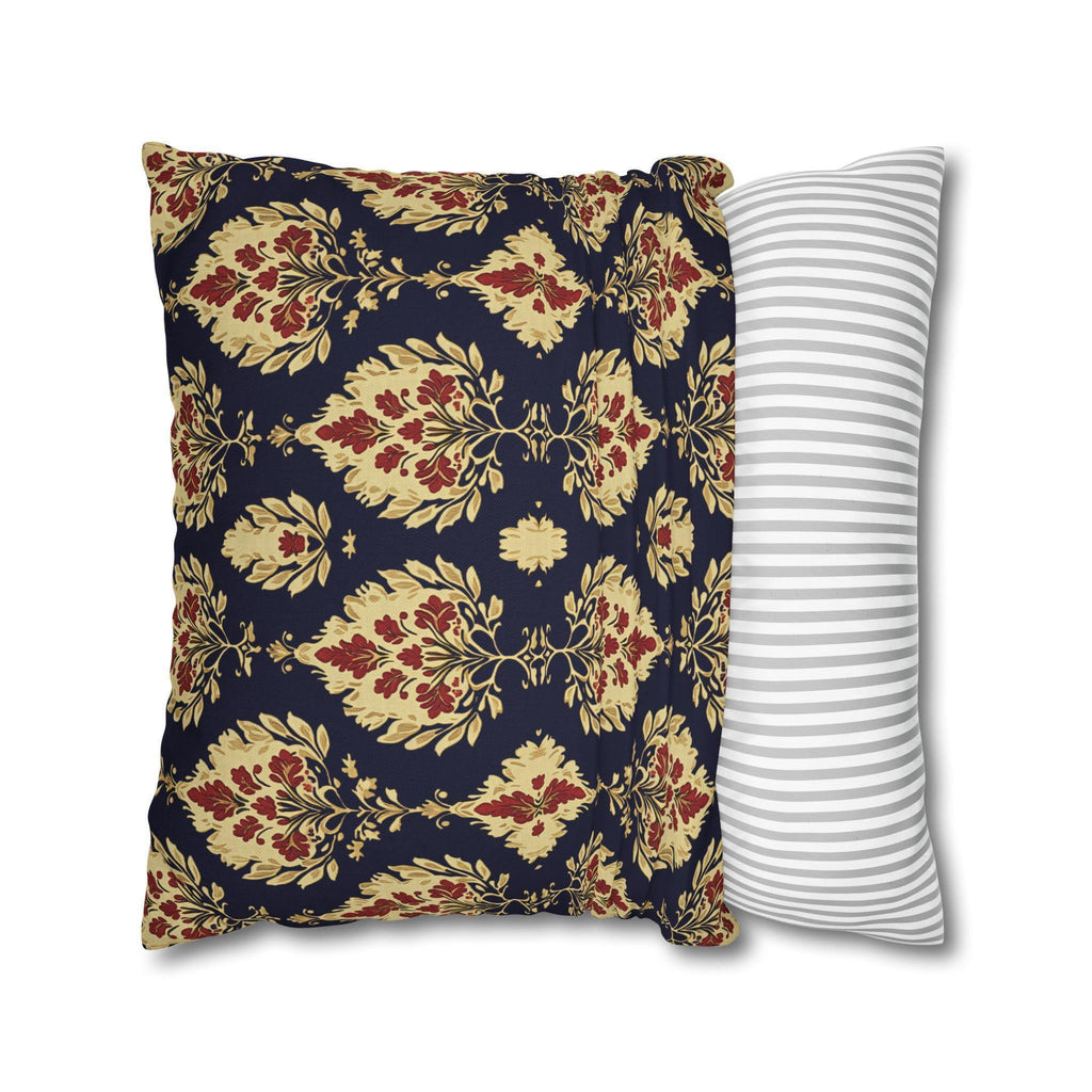 Elegant Ikat Pillow Cover: Navy Gold & Red Holiday and Year Round Decor