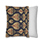 Elegant Ikat Pillow Cover: Navy Gold & Red Holiday and Year Round Decor