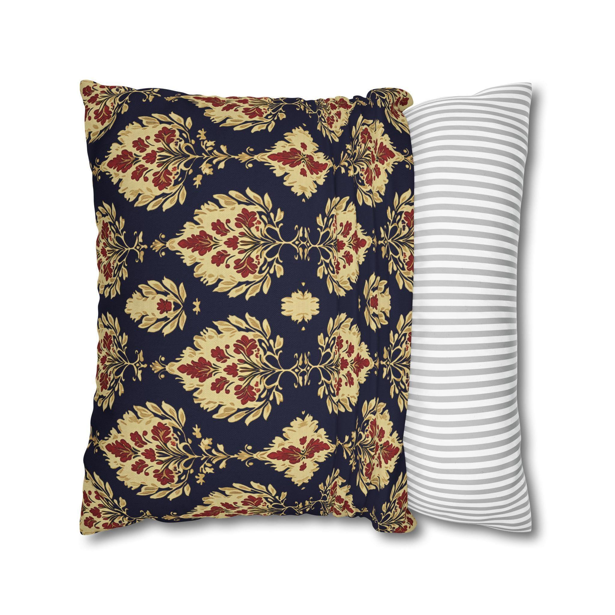Elegant Ikat Pillow Cover: Navy Gold & Red Holiday and Year Round Decor