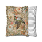 William Morris Hummingbird Pillow Cover: Peach Vintage Style Garden Cushion