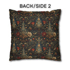 Intricate Christmas Trees and Florals Pillow Cover: William Morris Style Holiday Botanical Design
