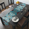 Winter Wonderland Table Runner Blue Aqua & Red Christmas Dining Holiday Centerpiece Festive Design
