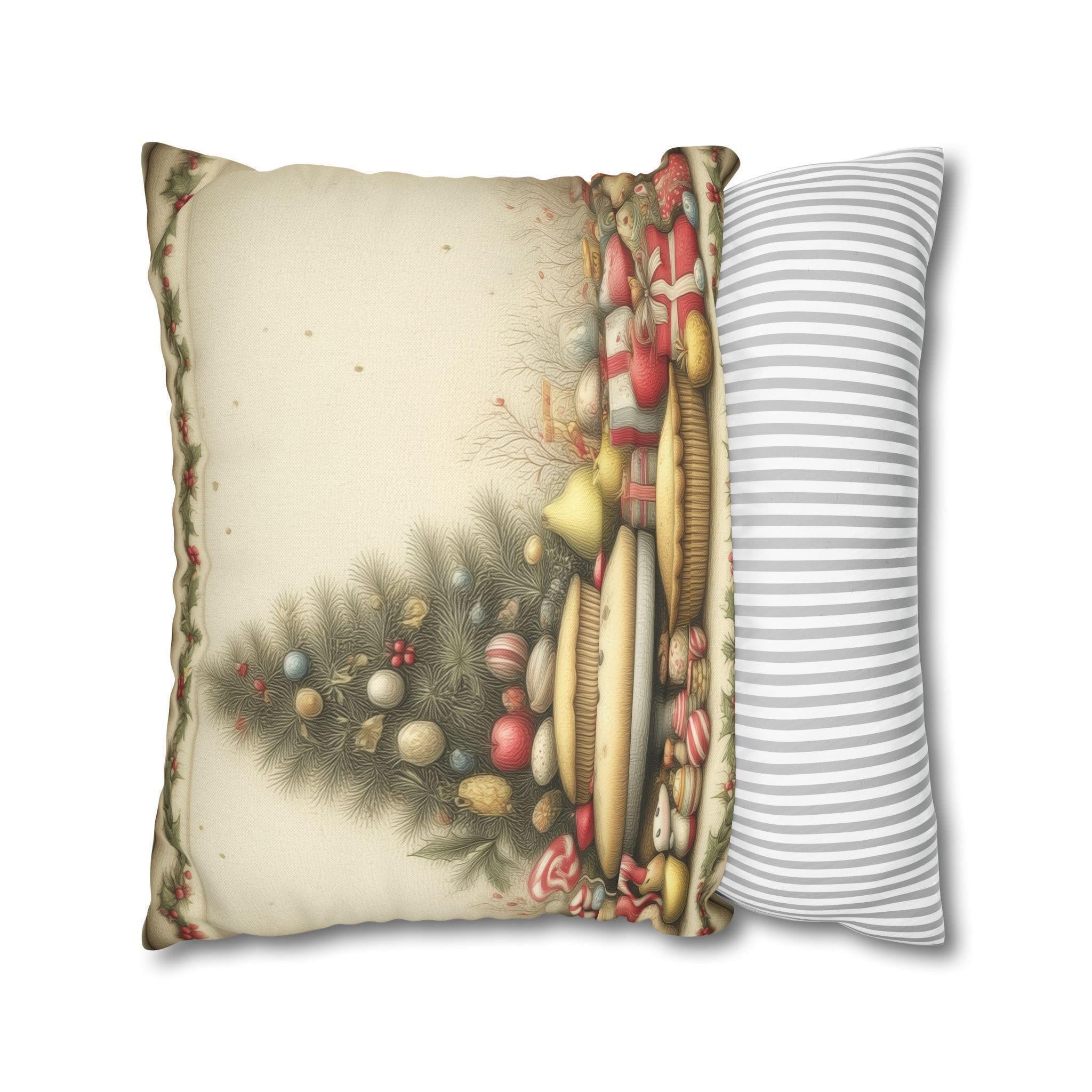 Vintage Style Christmas Dessert Table Pillow Cover: Holiday Pies & Sweets
