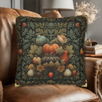 William Morris Inspired Fall Pillow Cover: Sage, Brown & Gold Vintage Style Tapestry