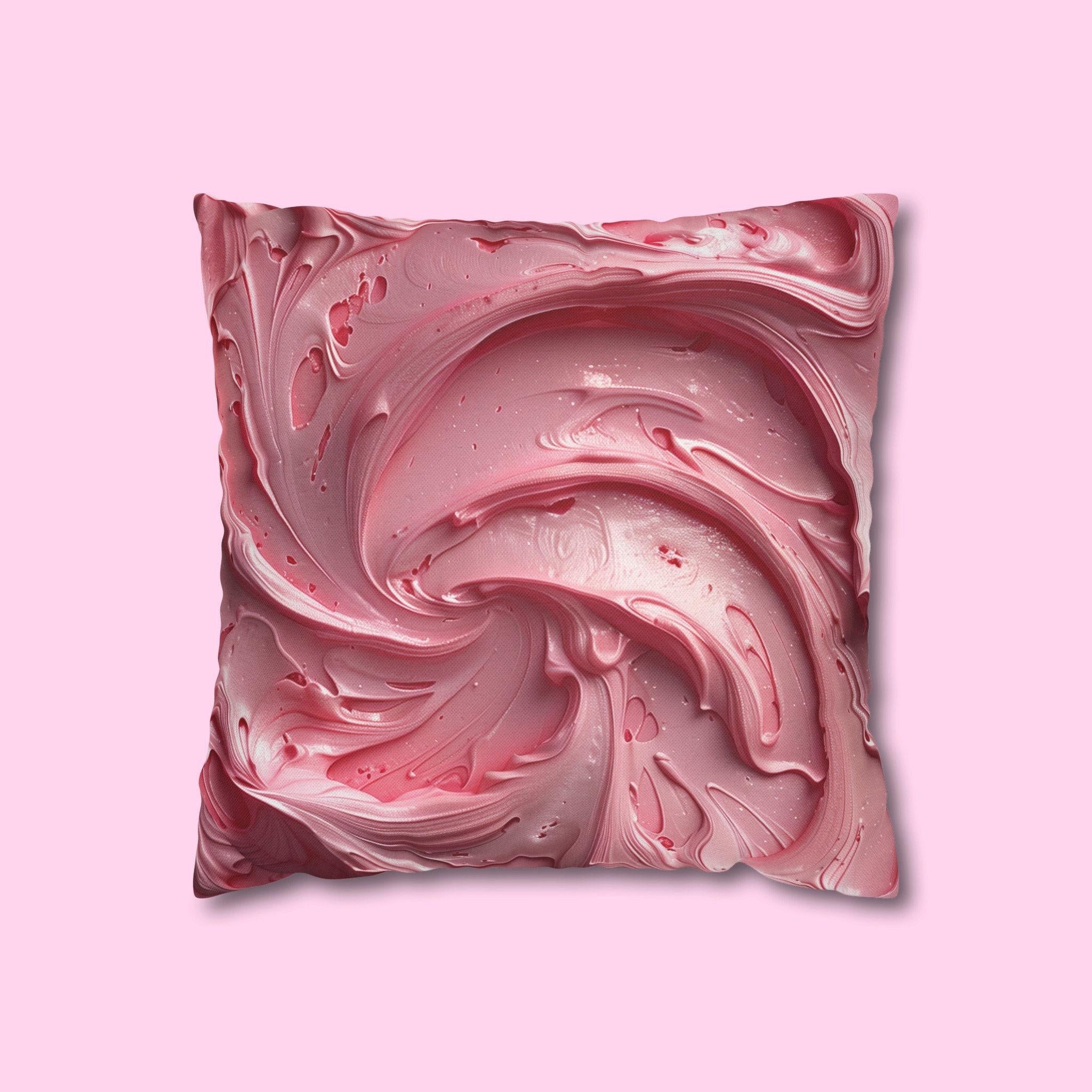 Strawberry Frosting Pillow Cover, Pink Cake Design, Sweet Home Decor
