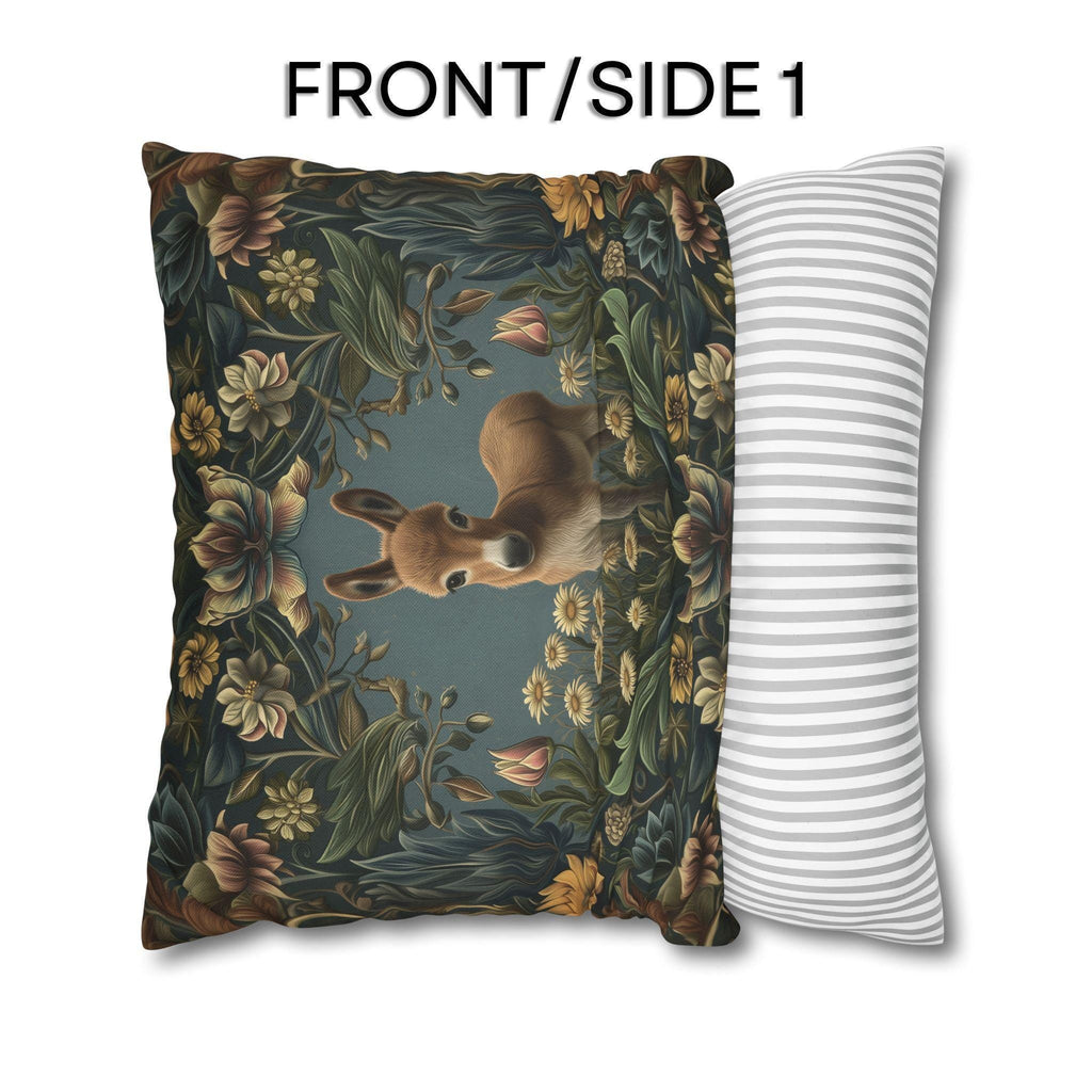 Donkey Pillow Cover:  William Morris Inspired Botanical Daisies Meadow