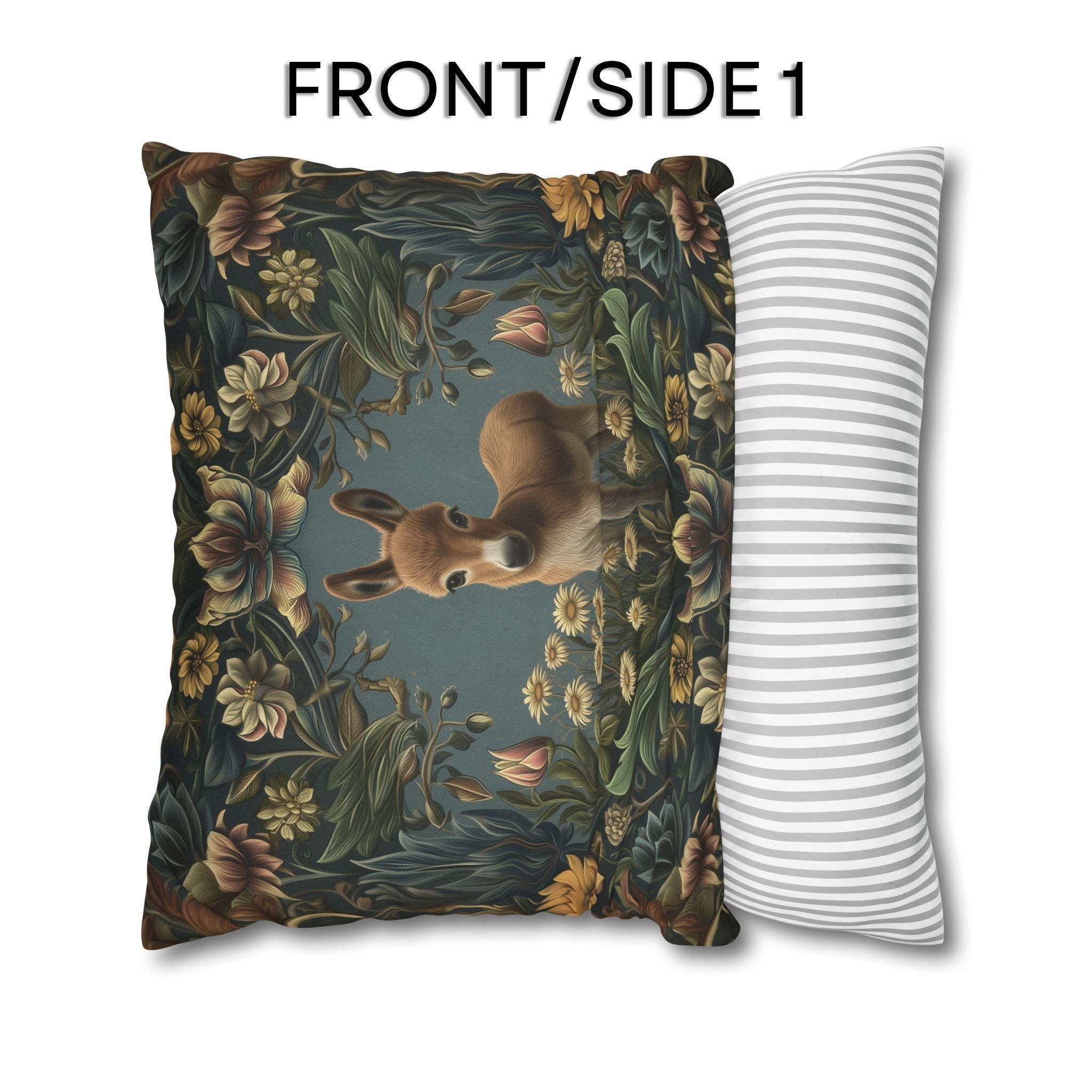 Donkey Pillow Cover:  William Morris Inspired Botanical Daisies Meadow