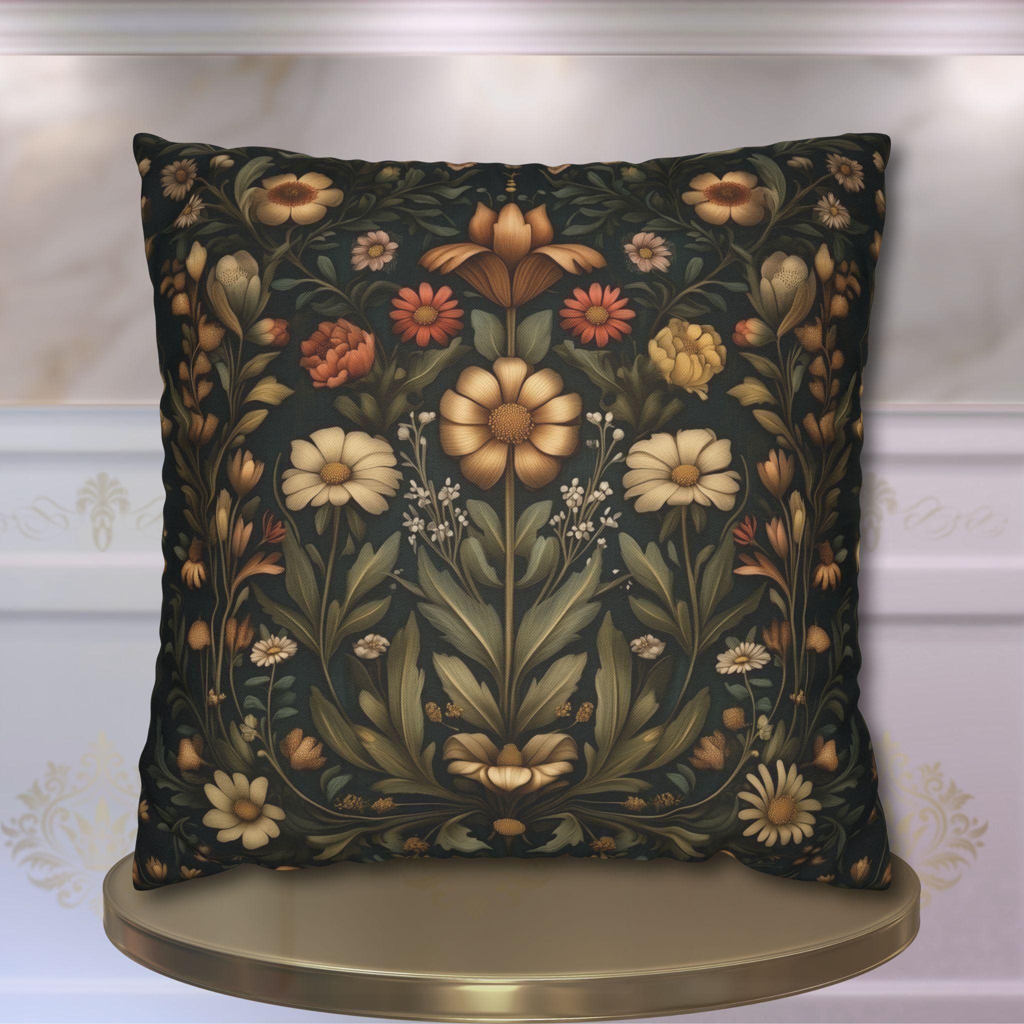 William Morris Inspired Throw Pillow Cover: Spring Garden Botanicals