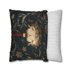 Elegant Navy & Gold Christmas Pillow Cover with Red Berries