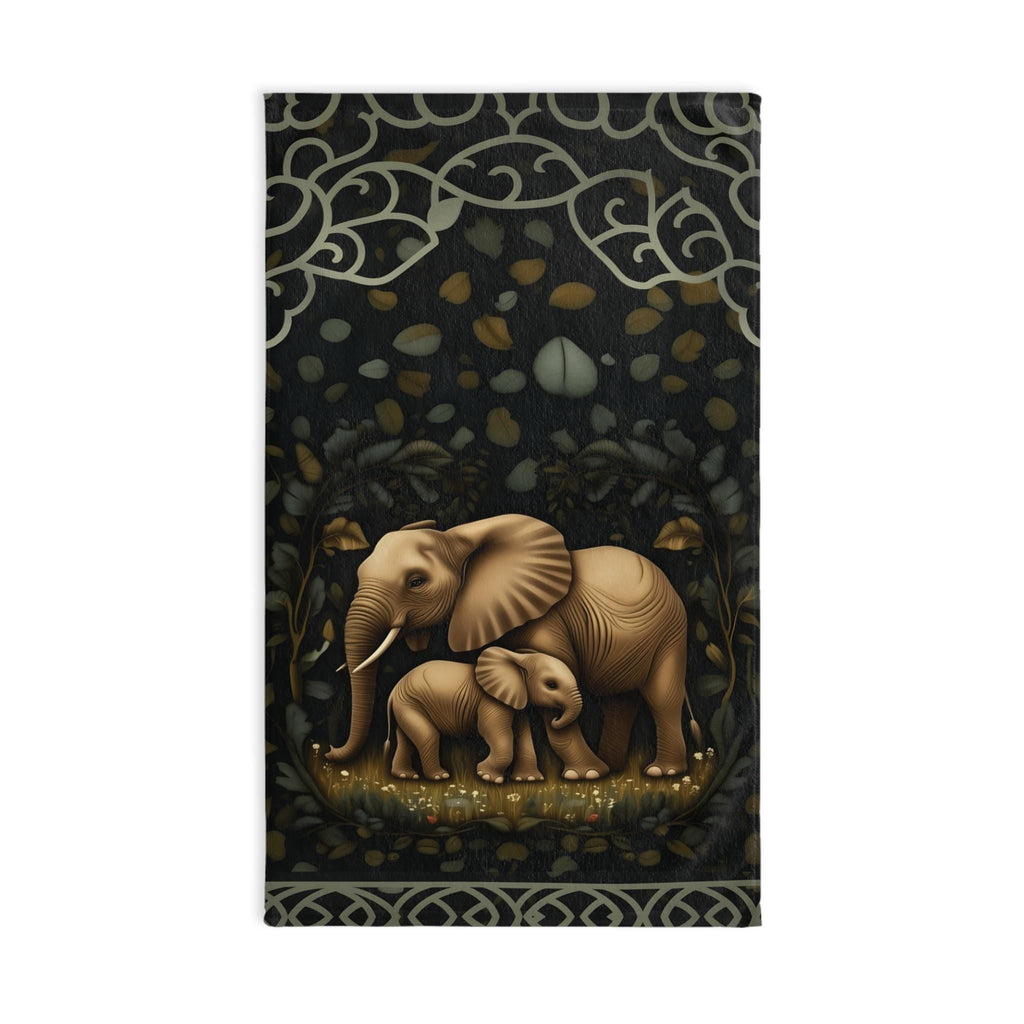 Elephant Hand Towel: Botanical Jungle Design - Soft Earth Tones