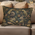 William Morris Woodland Forest Lumbar Pillow: Squirrel & Rabbit Tapestry-Style