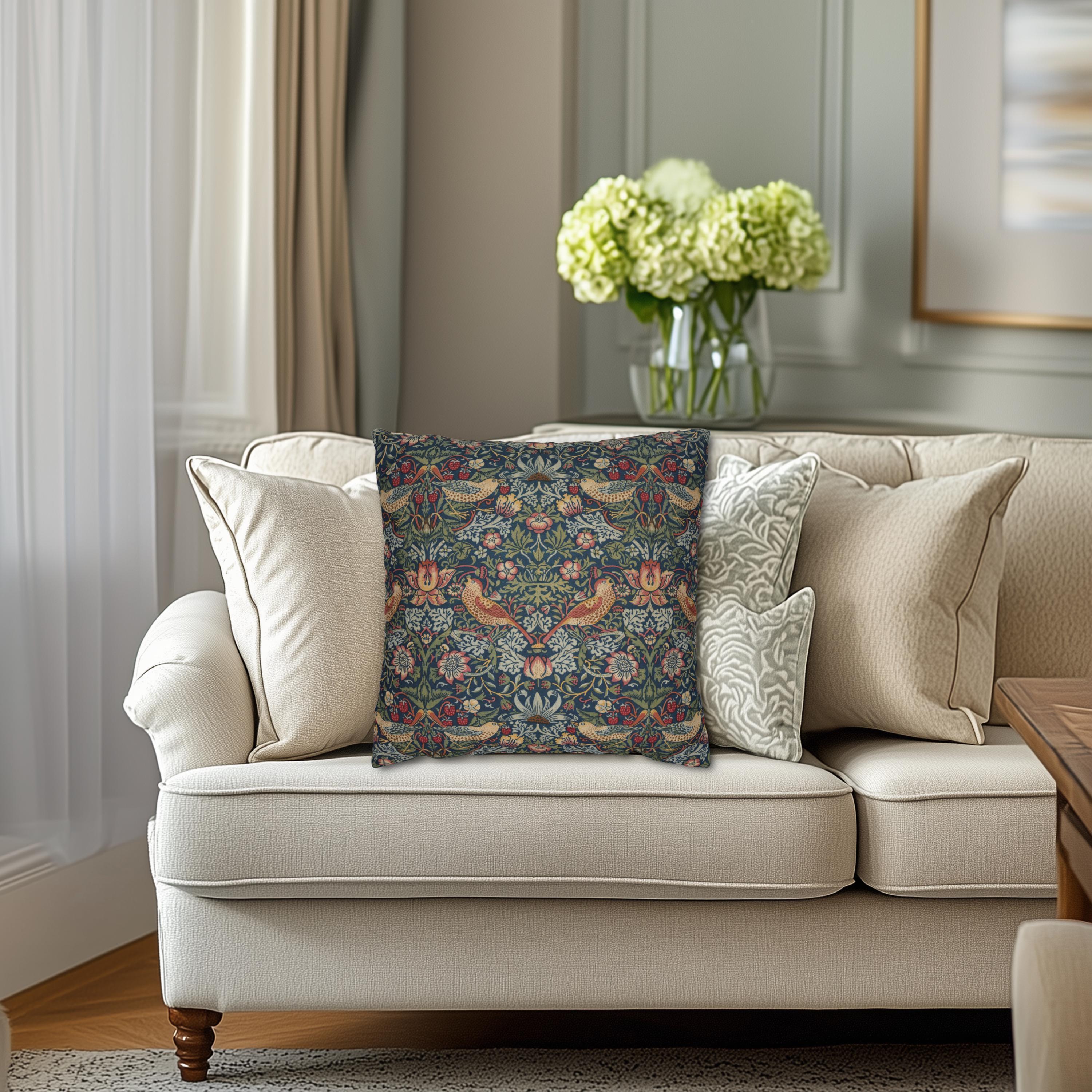 Strawberry Thief Heritage Pillow Cover: William Morris Classic Reimagined