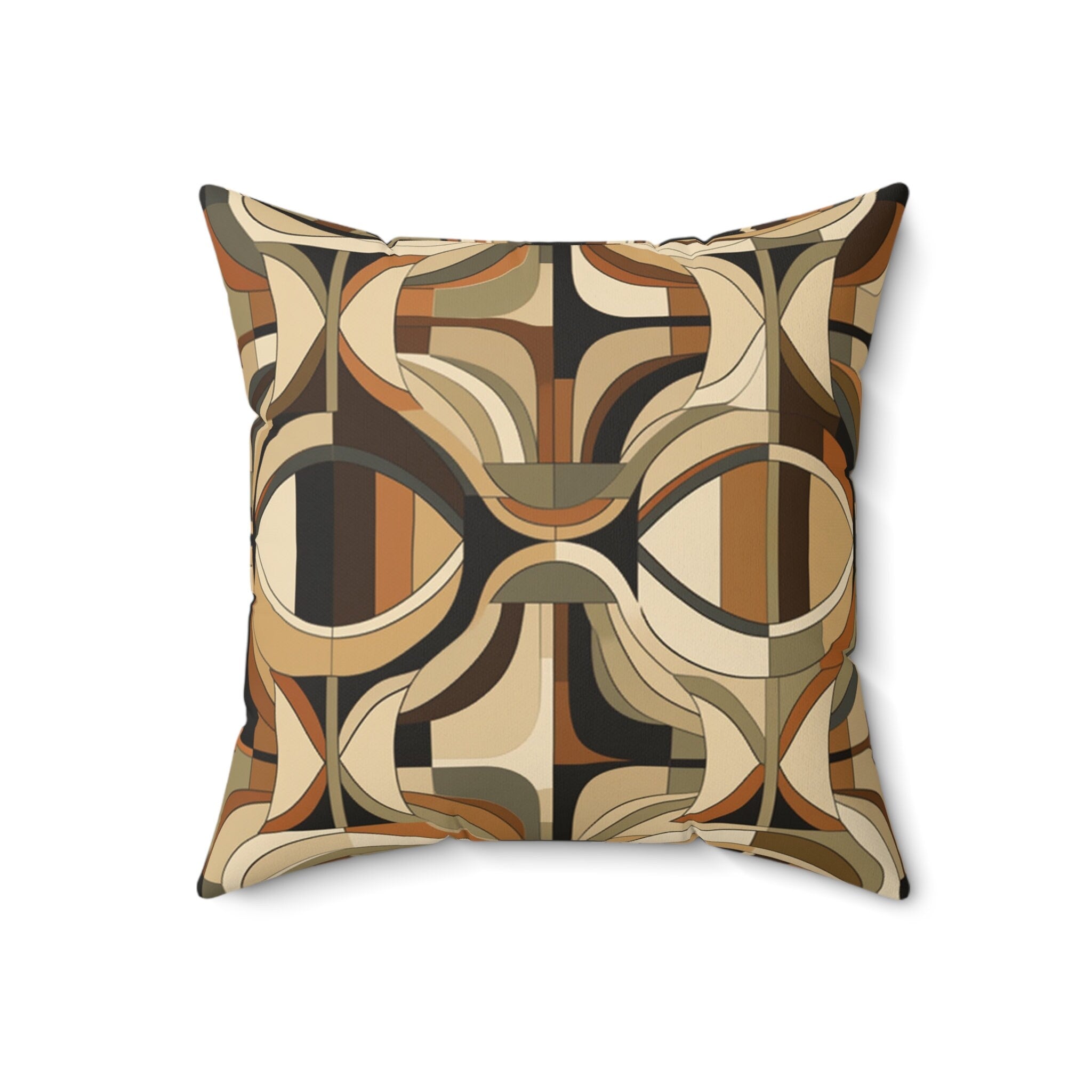 Geometric Earth Tone Throw Pillow: Modern Abstract Decor