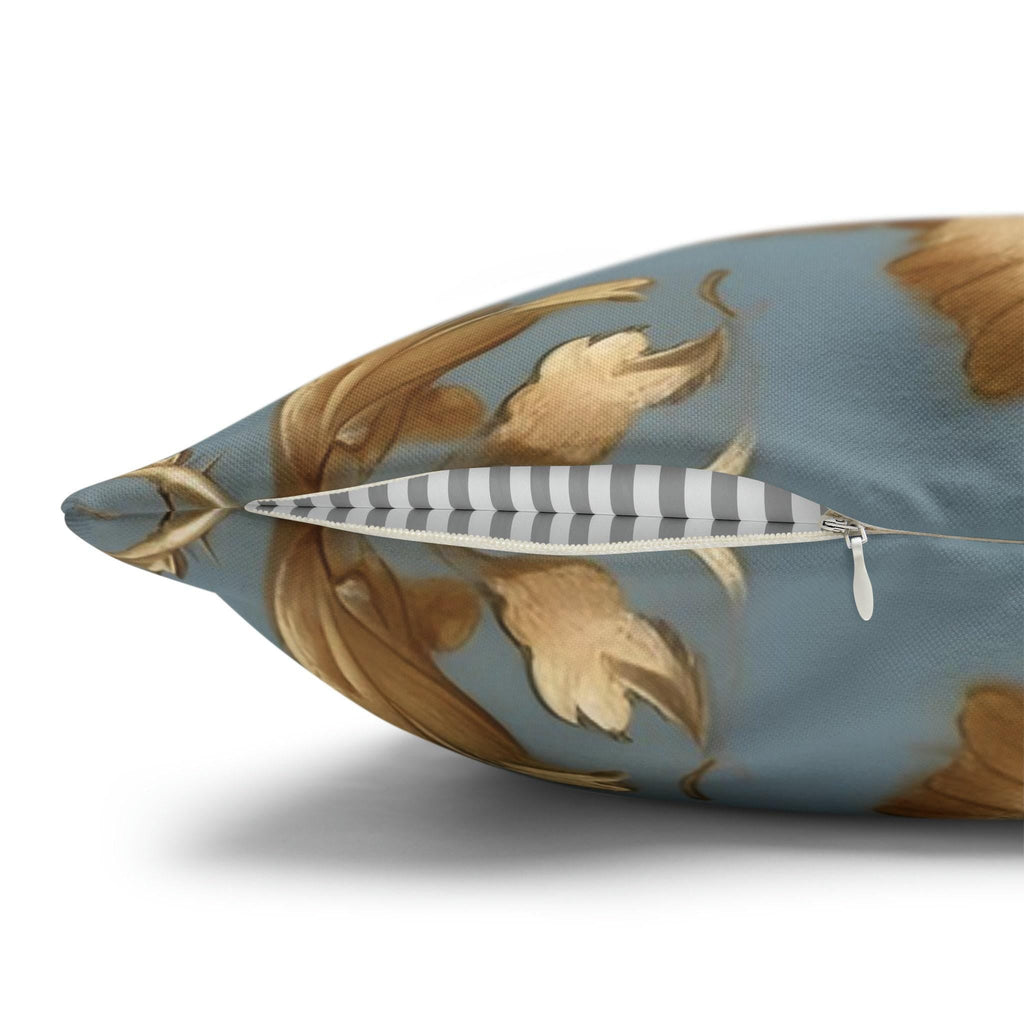 Floral Pillow Cover: Golden Roses on Blue - Soft Durable Fabric